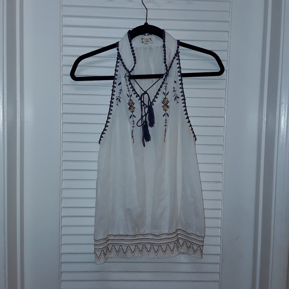 🌹 Unit Hippie Boho Tank Top Elastic Hem Tass